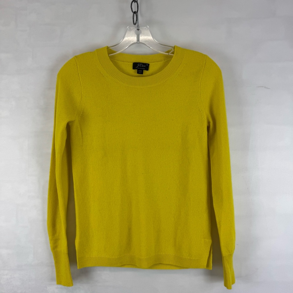 J.Crew 100%‎ Cashmere Crewneck Sweater Yellow XXS Lightweight Classic